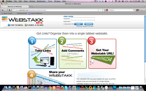 home page of Webstakk