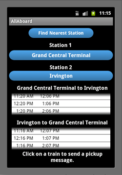 screenshot of AllAboard app