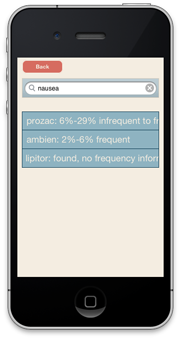 screenshot of SideEffects app
