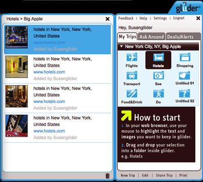 two-panel screenshot of gliider